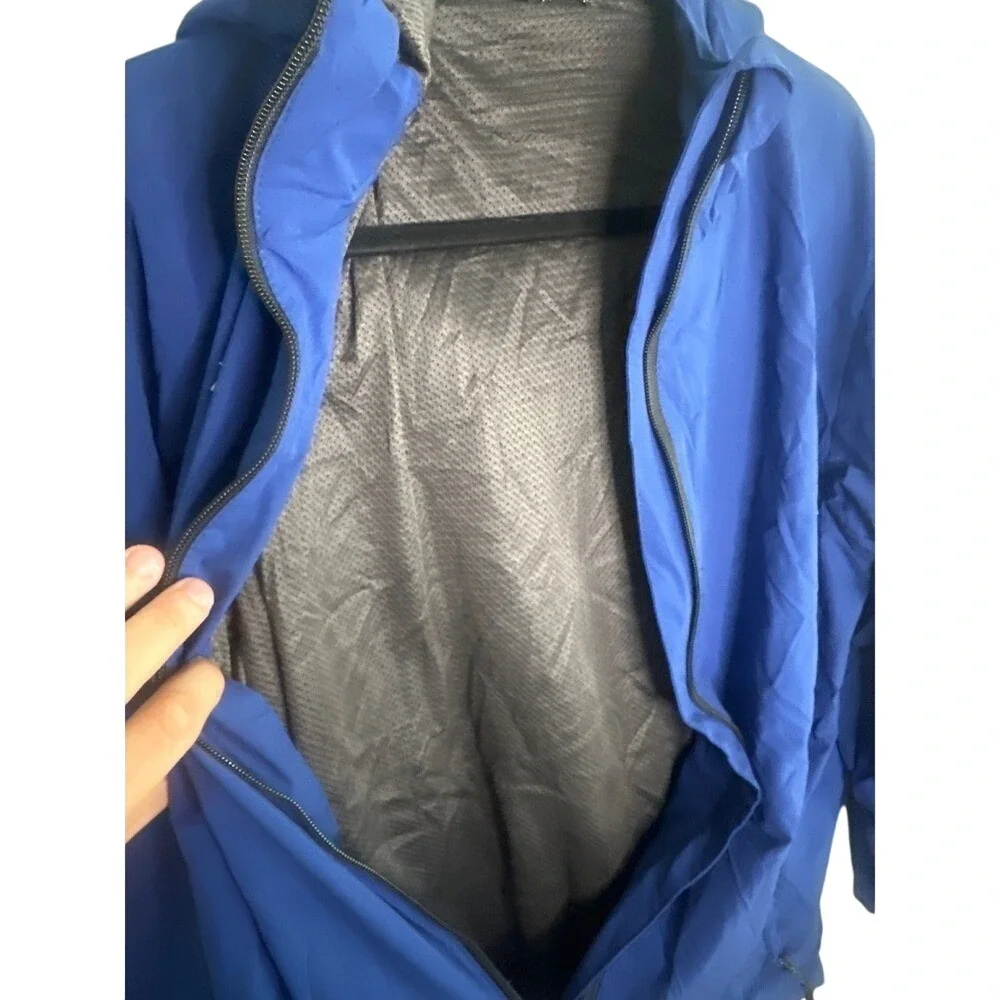 Tultex Outdoor Jacket MensBlue‎ Hooded Lightweight Rain WindbreakerSize L